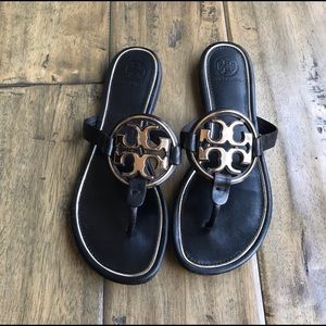 Tory Burch Miller Sandals Black and Gold